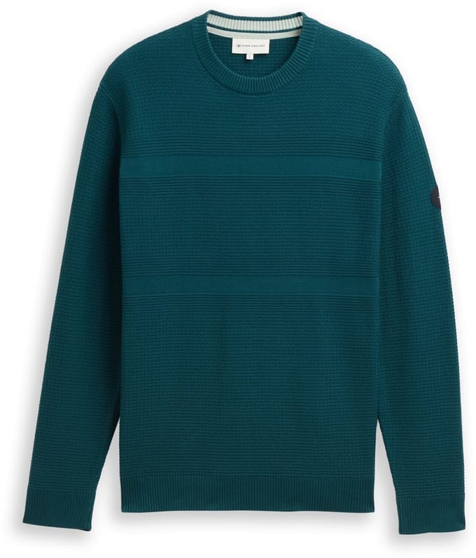 Tom Tailor - Gebreide trui van katoen - Maat XL - Deep Meadow Green
