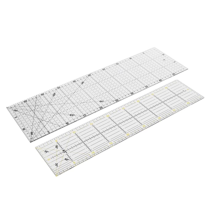 2 stuks quiltliniaal, multifunctioneel, naaien, tekenen, handwerken, schaal, meetinstrument white