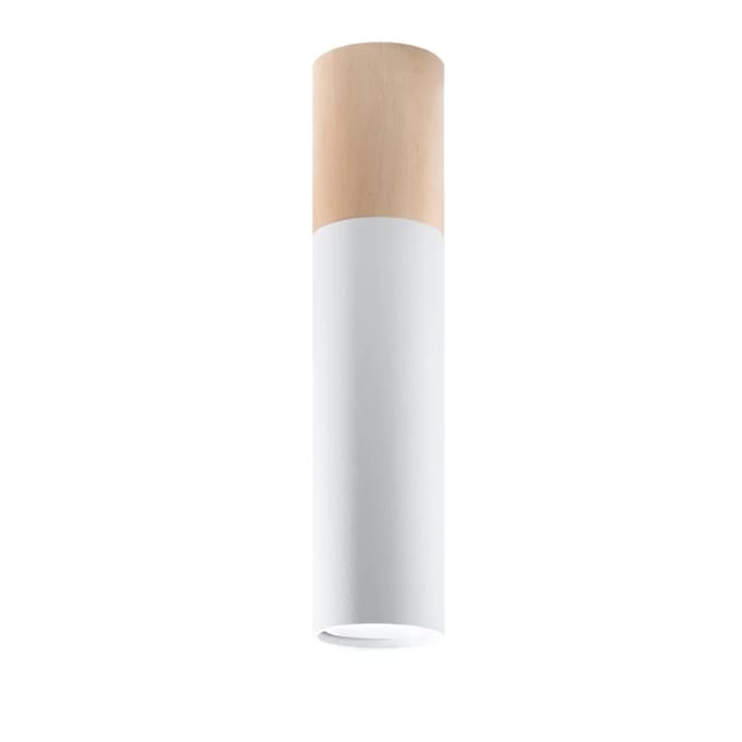 Sollux Lighting Plafondlamp Pablo - GU10 - natuurlijk hout/wit - staal/hout - 30x6x6cm