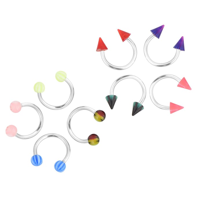 110 stks/set Tong Neus Navel Ringen Gemengde Rvs Body Piercing Sieraden white