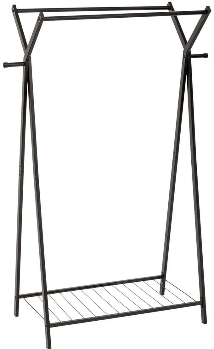 5Five Kledingrek met dubbele stang - rvs metaal - zwart - 98 x 42 x 145 cm - max 49 kilo - hangkleding