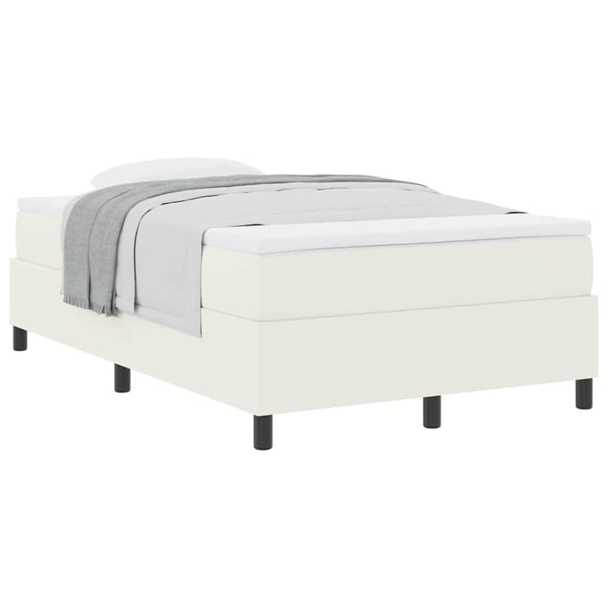 vidaXL - Boxspring - bed - Crème - en - Wit - 120 - x - 190 - cm - Corduroy - stof