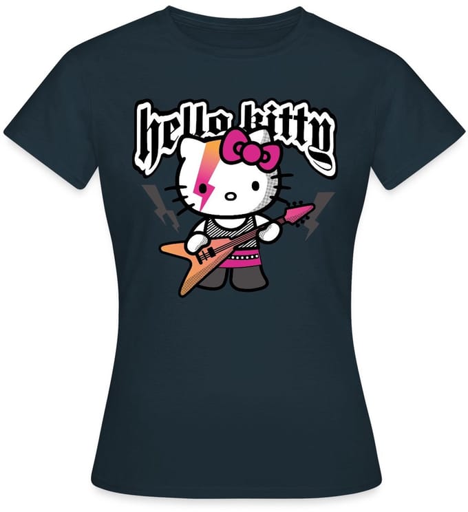 Hello Kitty In Een Rockoutfit Speelt E-gitaar T-Shirt Dames