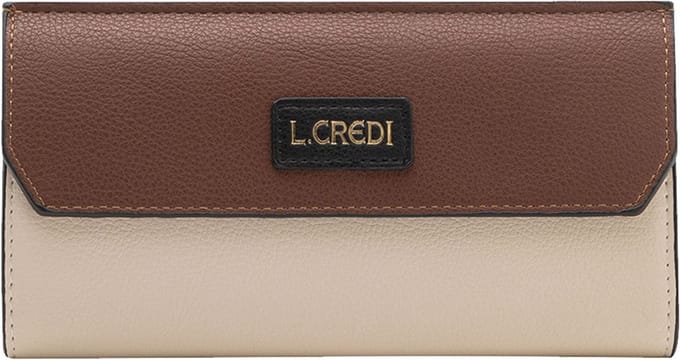 L.CREDI Portemonnee Olivette Flap Wallet Cream Multi Crème