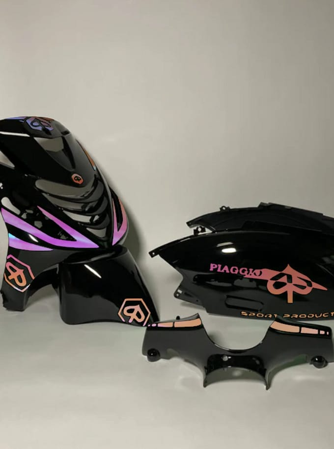 Piaggio Zip Stickerset - Crossed - Geel/paars cameleon