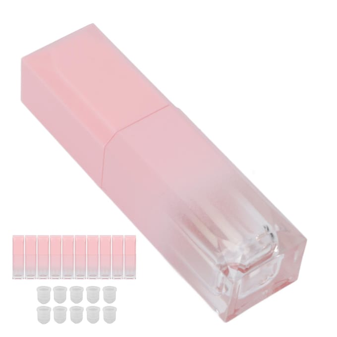 Lot de 10 tubes de gloss vides de 6 ml, rechargeables, pour échantillons de gloss à lèvres DIY, rose white