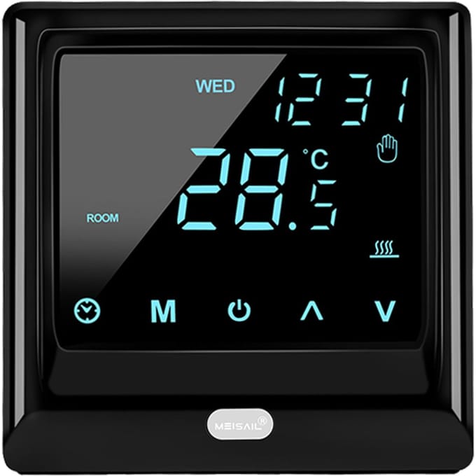 Wi-Fi Smart Thermostaat 16A Digitale Temperatuurregelaar APP Afstandsbediening Wekelijkse Circulatie zwart