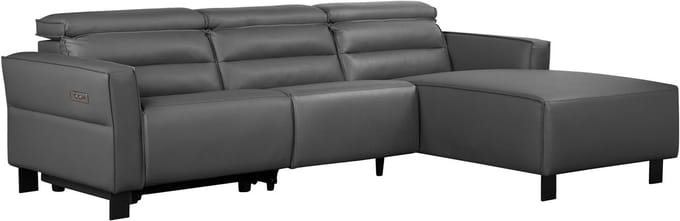 Carpari-Hoekbank - 1 Elec. Relax - Grijs PU