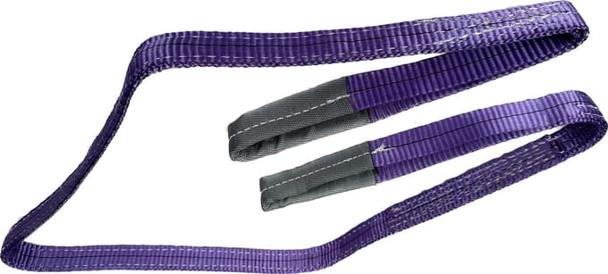 2 stuks polyester hijsband. Maximale belasting: 1 ton. Lengte: 1 meter. Kleur: Paars.