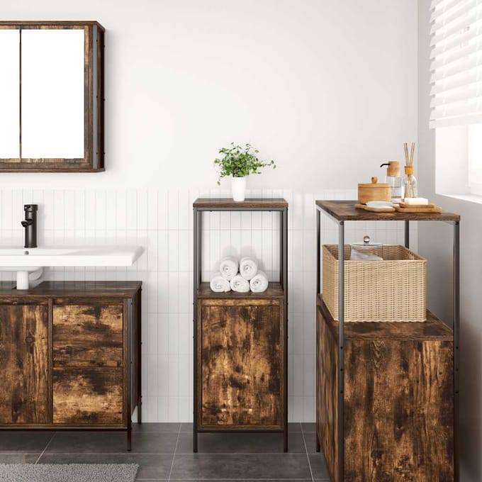 vidaXL - Badkamerkast - met - planken - 36x35x95 - cm - gerookt - eiken