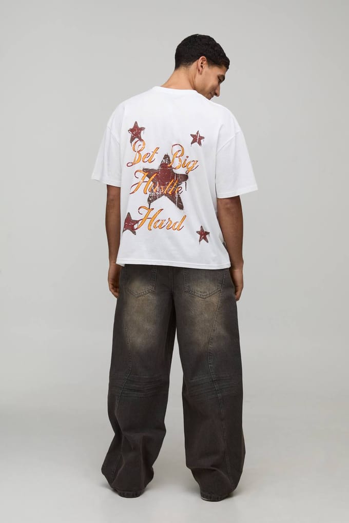 Baggy Pantalon Met Panelen In Gewassen Denim | Brown | Size 32R