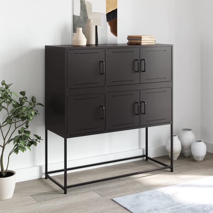 vidaXL - Dressoir - 100,5x39x107 - cm - staal - zwart