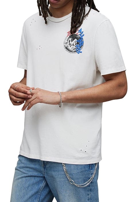 AllSaints Stray Ss Crew Cala White Größe: XL | Bedruckte T-Shirts Outlet | Herren | Weiß