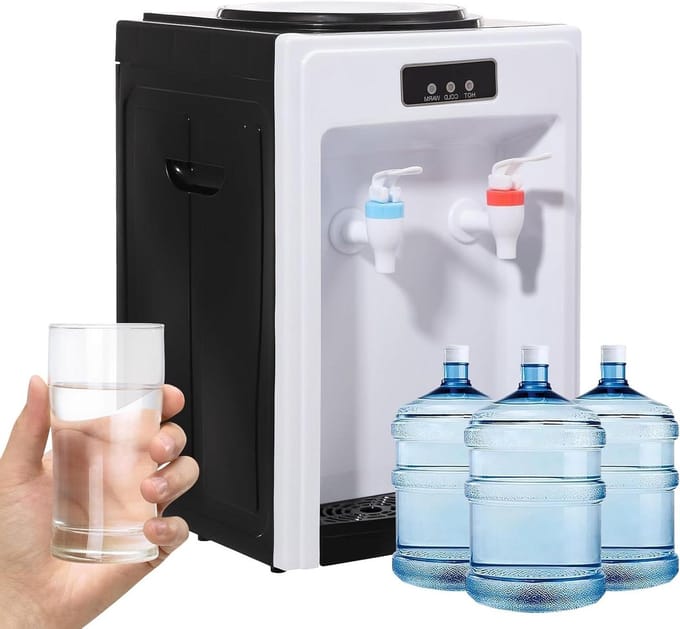 Waterdispenser - Drankfontein - Warm koud water - Compact design - 18.9 Liter capaciteit - Zwart wit