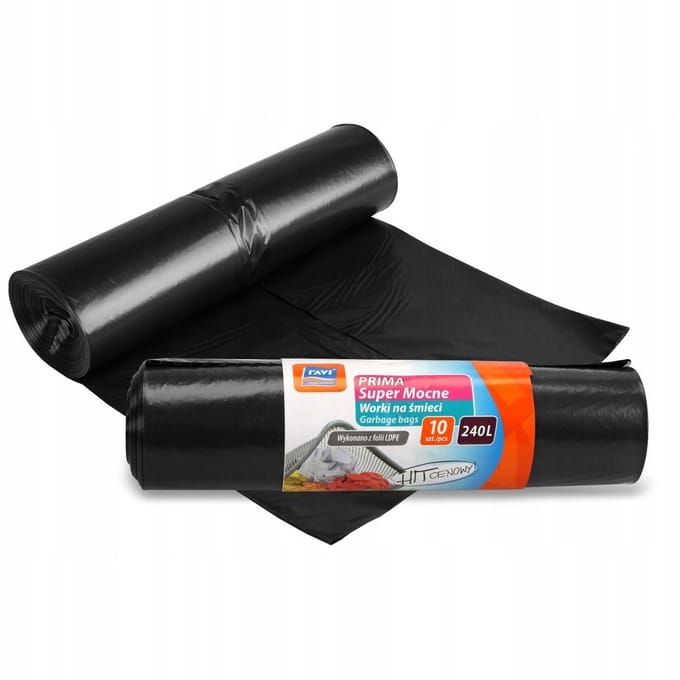 Ravi Prima Serie - Afvalzakken - 240 L - Zwart - LDPE