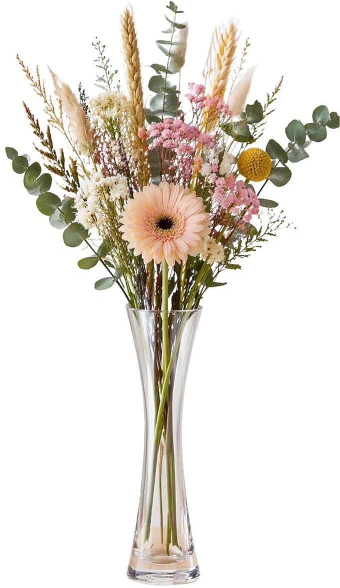 Atmosphera Bloemenvaas Soliflore - glas - 30 cm - zandloper - boeketvaas - slanke conische vaas