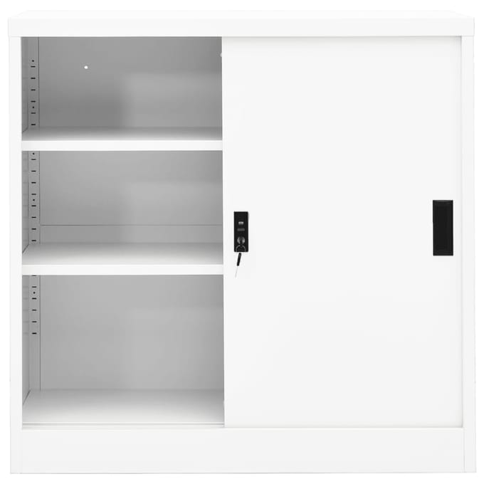 vidaXL - Kantoorkast - met - schuifdeuren - 90x40x90 - cm - staal - wit