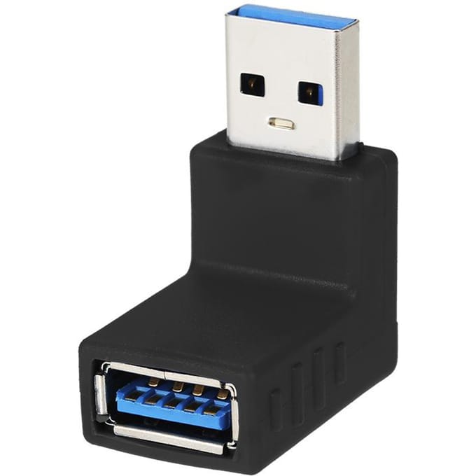Rechte hoek USB3.0 AM naar AF L-vormconverter UP zwart