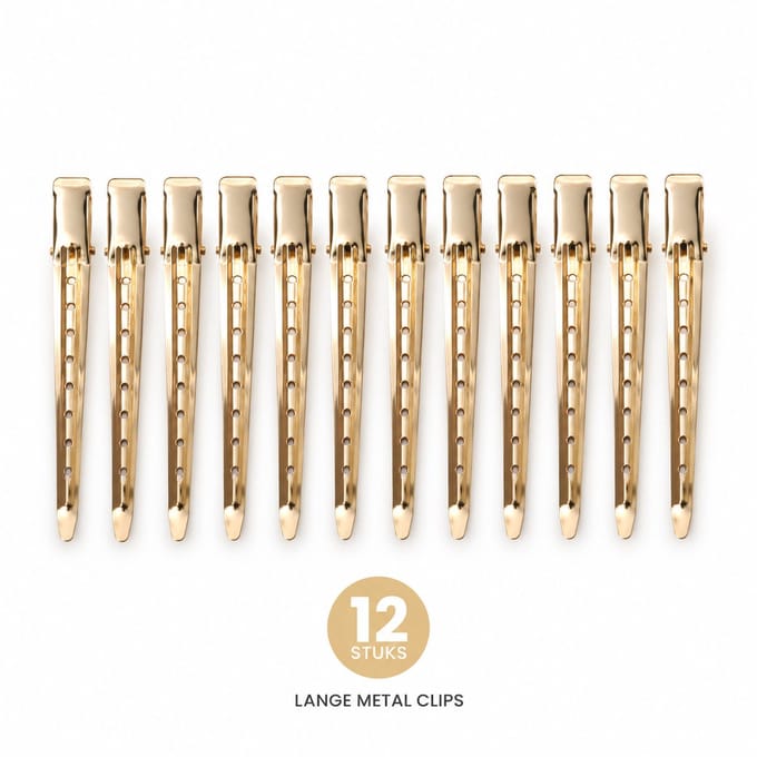 Haar in Stijl® 12 Metal Clips Goud - Professionele Haarclips 8.5 cm