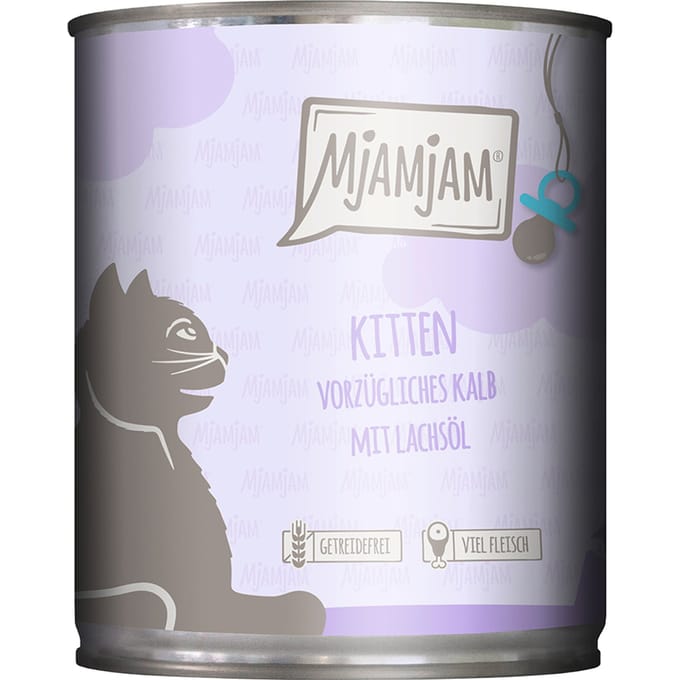 Voordeelpakket 24x800g MjAMjAM Kitten Excellent Kalf met zalmolie nat kattenvoer