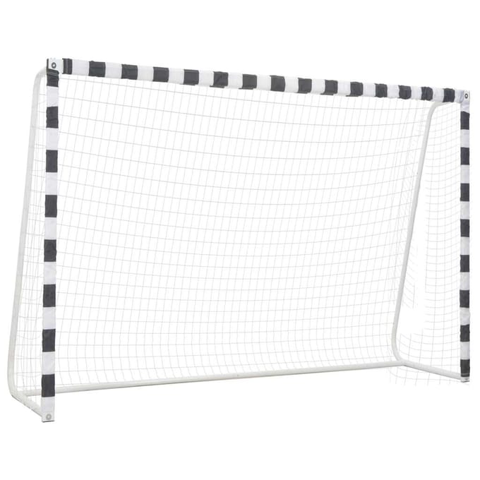 vidaXL - Voetbaldoel - 300x200x90 - cm - metaal - zwart - en - wit