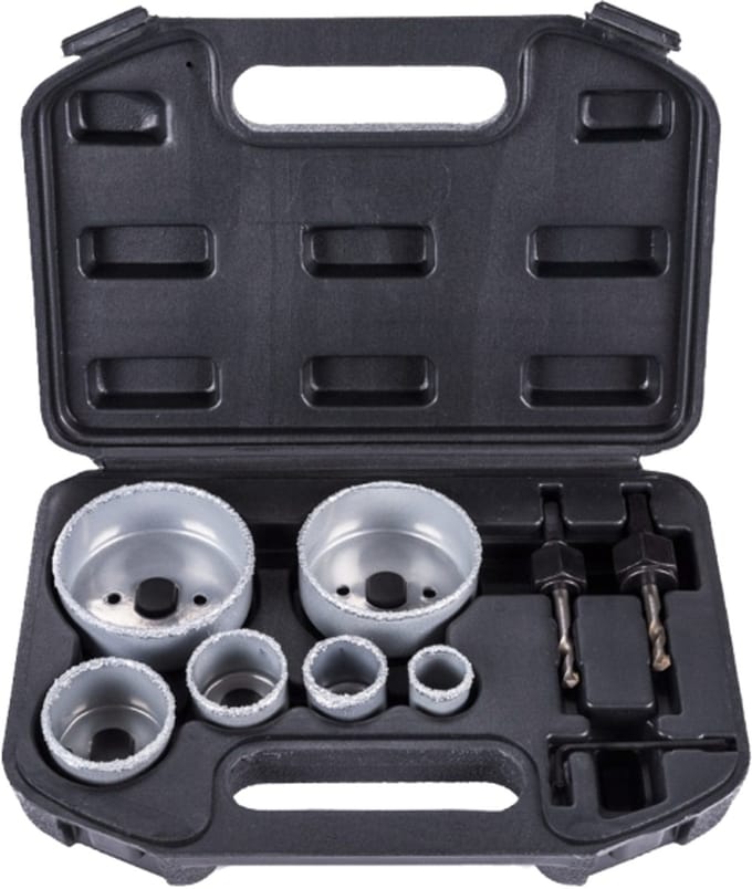 Silver - Gereedschapskoffer - 8-delige Set - Tungsten Carbide Boren - Inclusief Adapter