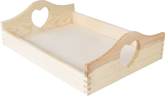 Creative Deco Kleine Houten Dienblad Thee Ontbijt | 35 x 25 x 10,5 cm | Handvatten | Hart