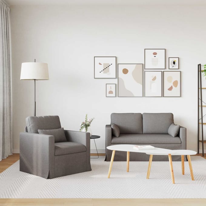 vidaXL Bankstel 2 pcs Taupe 139 x 78 x 80 cm Stof