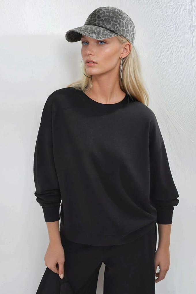 Relaxed Fit Crew Neck Modal Sweatshirt
