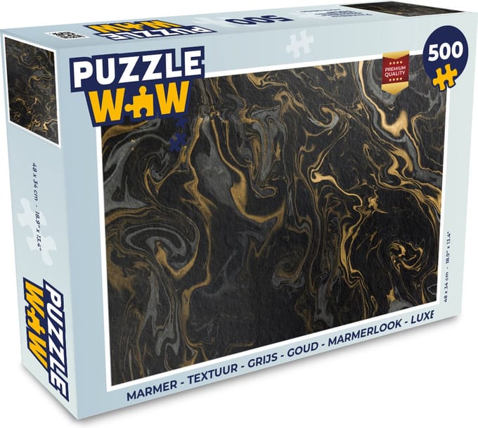 Puzzel Marmer - Textuur - Grijs - Goud - Marmerlook - Luxe - Legpuzzel - Puzzel 500 stukjes