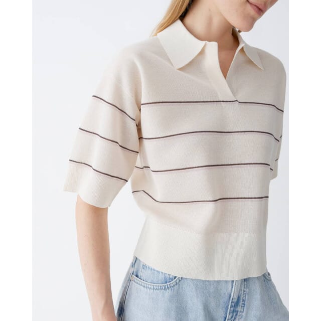 Gebreid shirt van viscosemix met polokraag model 'Pringi'