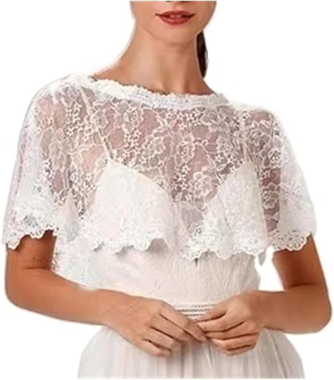 Bruidssjaal Kanten - Bruiloft Accessoires - Feestelijke Gelegenheid - Elegante Afwerking - Eén Maat - Wit