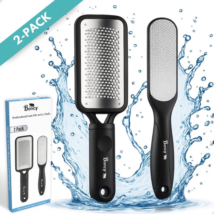Boncy® Eeltverwijderaars 2-Pack - Incl. Dubbelzijdige Eeltvijl - Eeltverwijderaar Pedicureset - Eeltschraper voor Voet - Eeltrasp Voetvijl - Eelt verwijderaar - Pedicuresets