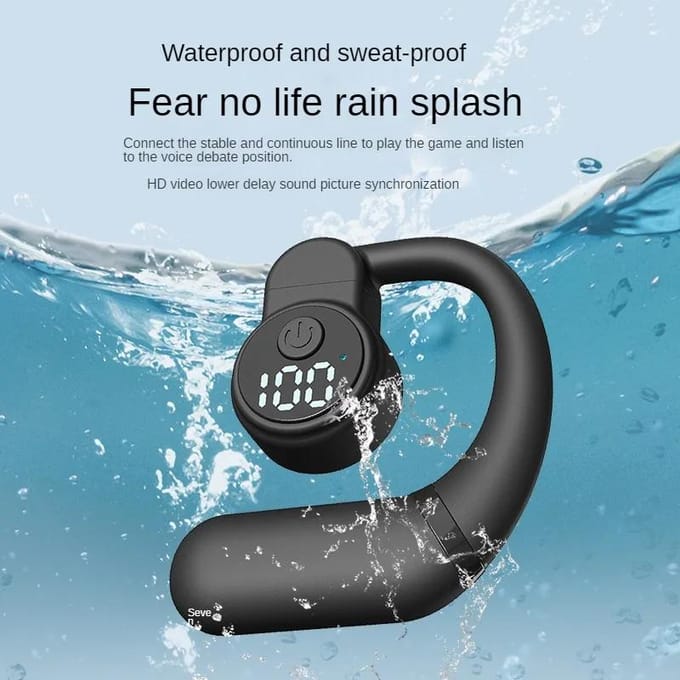Bluetooth 5.4 Draadloze Oortelefoon Koptelefoon Oorhaak HiFi Stereo Geluidsreducerende Headset Waterdichte Earbud voor Huawei iPhone black