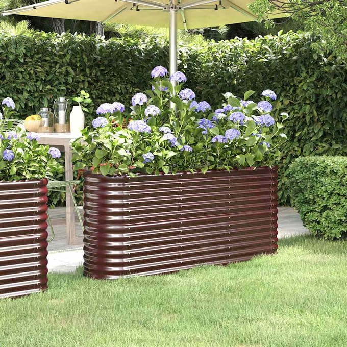 vidaXL - Plantenbak - 152x40x68 - cm - gegalvaniseerd - staal - bruin