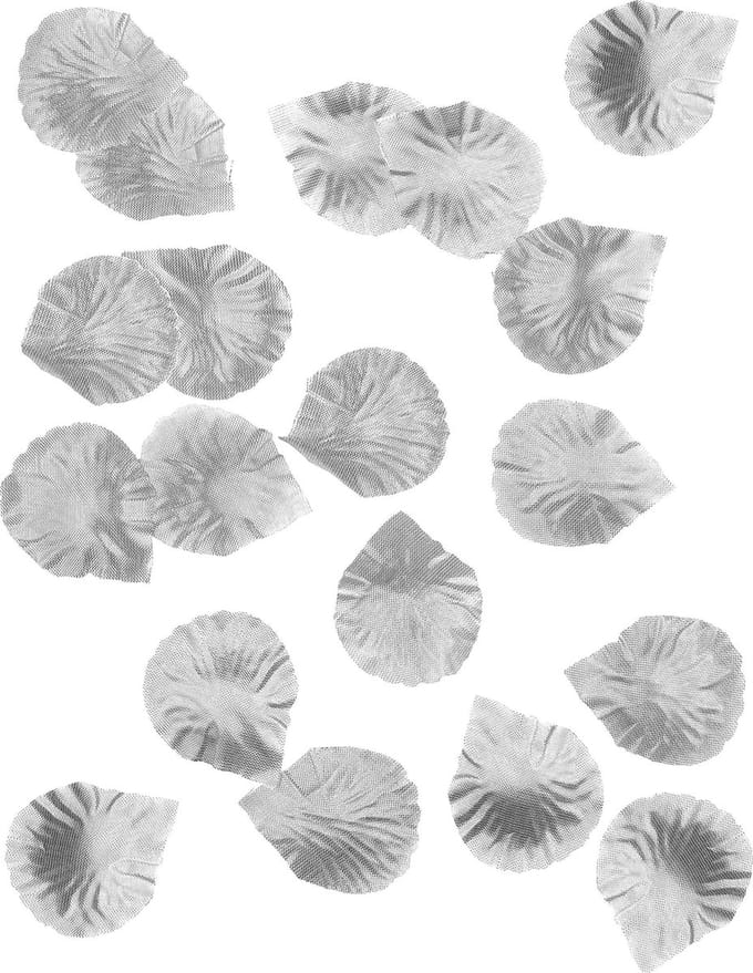 PARTYDECO - 100 zilverkleurige rozenblaadjes van stof