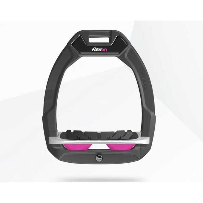 Veiligheidspedalen voor paardrijden, Hellend Grip Antraciet/Grijs/Roze Flex-On Safe-On