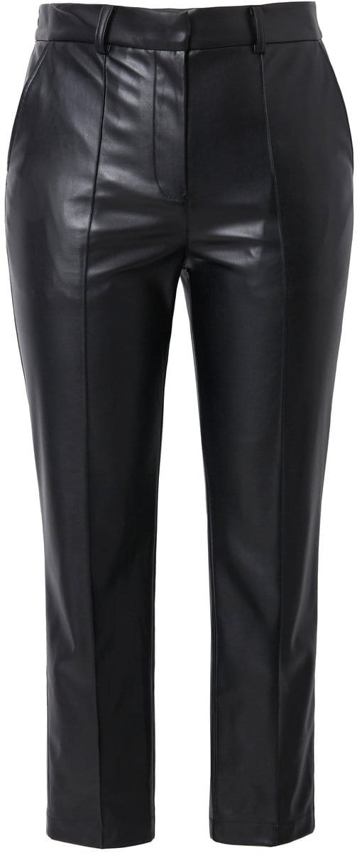 Studio Untold - Dames - Broek van imitatieleer mom-shape bies - Zwart - Maat 46
