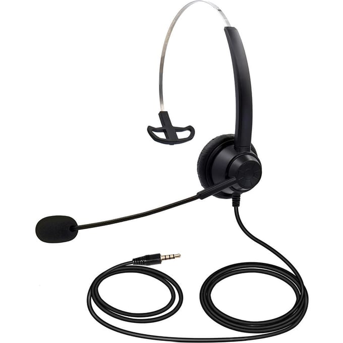 3,5 mm bedrade computerheadset met microfoon, universele kantoor-, callcenter- en enkelzijdige hoofdtelefoon zwart