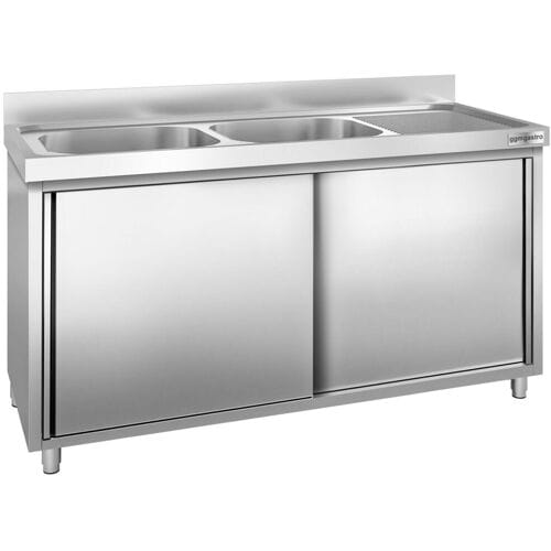 GGM Gastro Spülschrank PREMIUM - 2000x600mm - mit 2 Becken links Zilver
