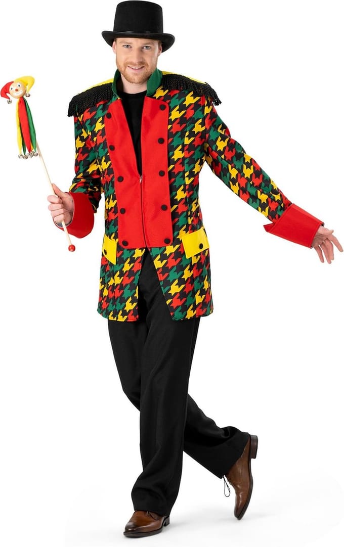 Carnavalsjas Heren Rood/Geel/Groen Patroon Martijn - Maat 52/54