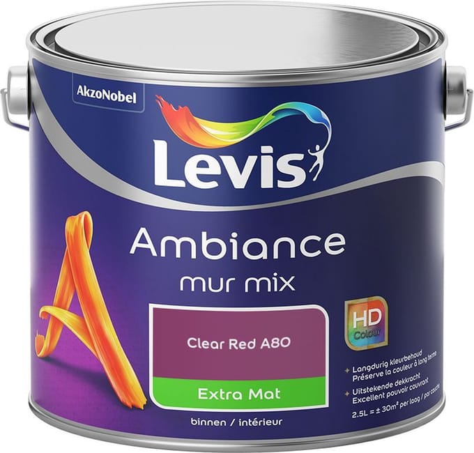 Levis - Ambiance Mur Extra Mat Mix - Clear Red A80 - Mengverf - 2,5 L
