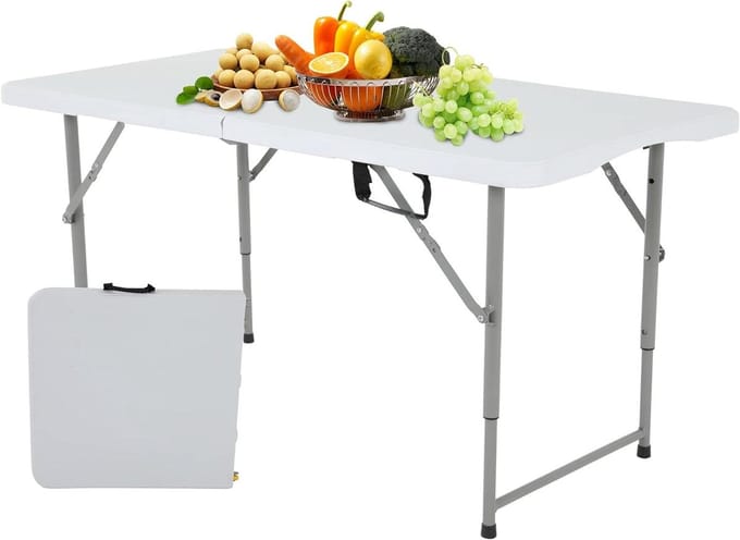 Opklapbare Tafel - Klaptafel Tafel - Buitenactiviteiten - Stevig Polyethyleen - 120 cm hoog - Wit