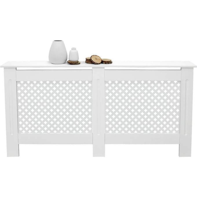 Radiatorpaneel 152x19x82 cm ruit wit gemaakt van MDF