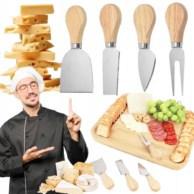 Set van 4 Kaasmesjes - Houten Handvat - Hapjes - Tapas - Kaas - Borrel