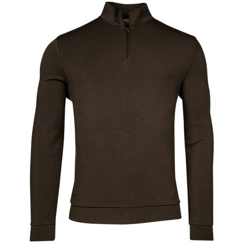 Thomas Maine Trui Sweatshirt Half Zip Doubleface Non Brushed Donker Bruin / male