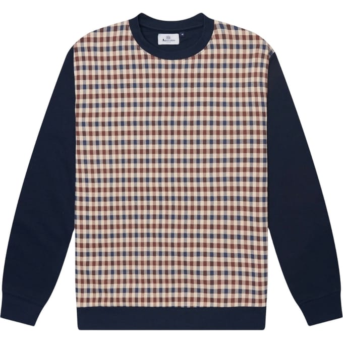 Aquascutum Active Club Check Crewneck Navy