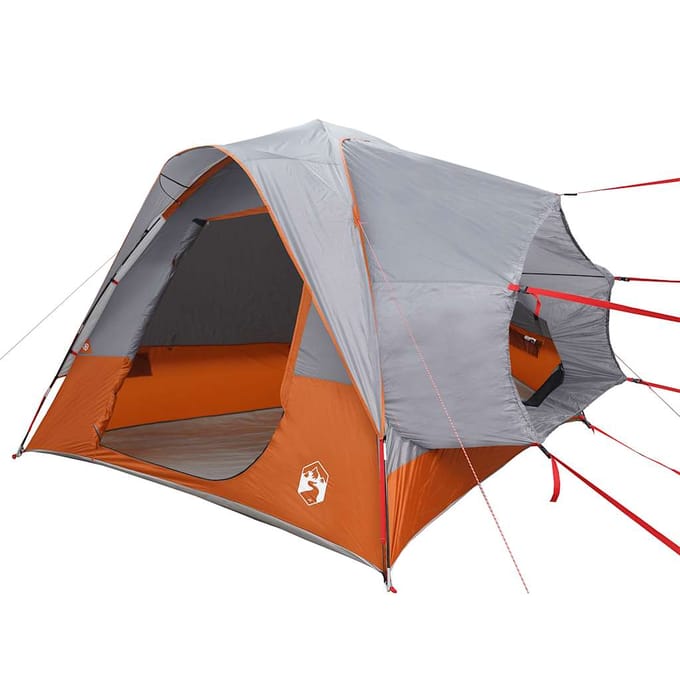 vidaXL - Autotent - 4-persoons - waterdicht - grijs - en - oranje