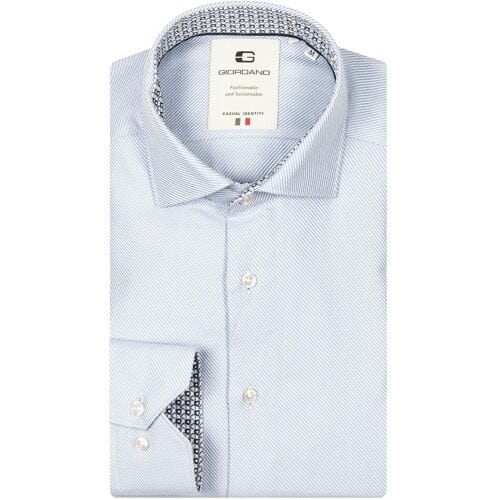 Giordano Overhemd Maggiore Diagonal Stripe Double Twill Two-Ply Cotton Licht Blauw / male