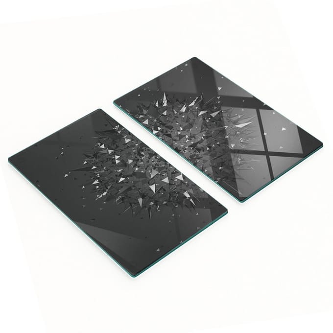 Set van gehard glazen snijplanken met 3D-afbeeldingen, 2x30x52 cm